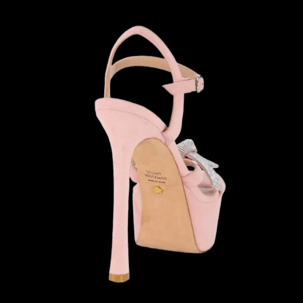 Stuart Weitzman Mega Crystal Bow Platform Sandals Color: Ballet New: Never Worn - Picture 10 of 13